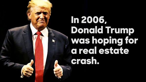 2006년 부동산 시장이 붕괴하길 바랐다는 트럼프의 육성을 공개한 힐러리 클린턴 후보 측 광고