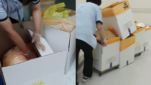 얇은 장갑 한 장에 의지한 서울대병원 비정규직 청소 노동자