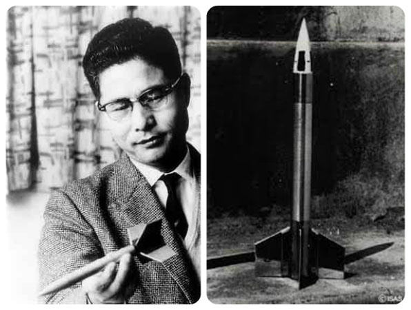 1955년 일본 이토가와 히데오 도쿄대 교수가 개발한 연필 크기의 펜슬 로켓.