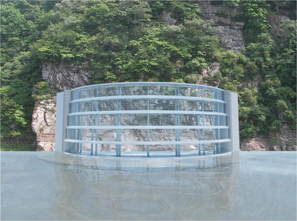 가변형 투명 물막이 시설(키네틱 댐) 조감도