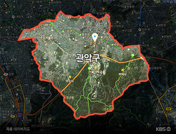 서울시 관악구 위성 지도