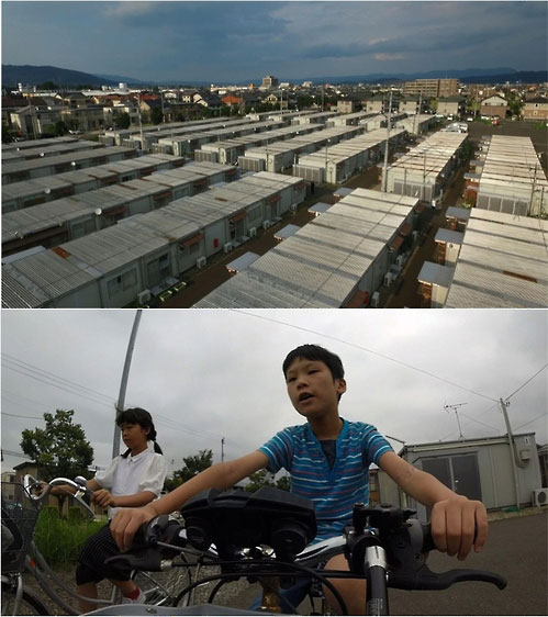 후쿠시마 내 가설 주택과 어린이들
