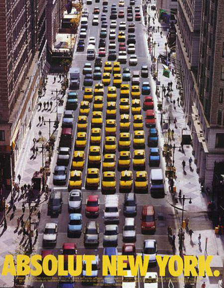 1993년 뉴욕 타임 매거진에 소개된 앱솔루트 뉴욕 광고