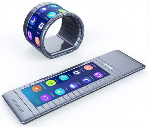 중국 신생업체 모시가 공개한 플렉시블 스마트폰으로 흑백으로만 구동되고, 컬러 제품은 2018년에 내놓을 예정이다. (사진 제공=모시)
