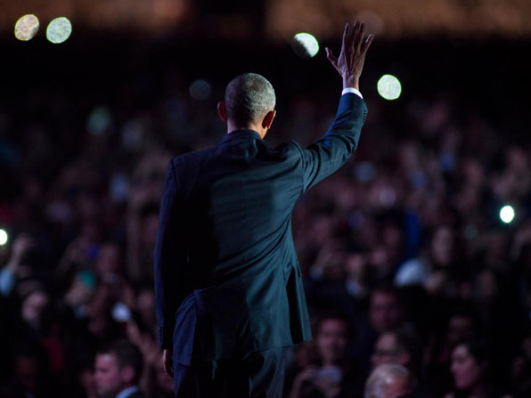 자신의 정치적 고향인 시카고에서 고별 연설을 하는 오바마 대통령