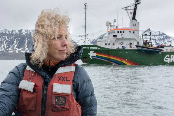 어류 남획 방지를 위해 북극 스발바르 제도를 방문한 제니퍼 모건 그린피스 국제사무총장. 그린피스 제공.