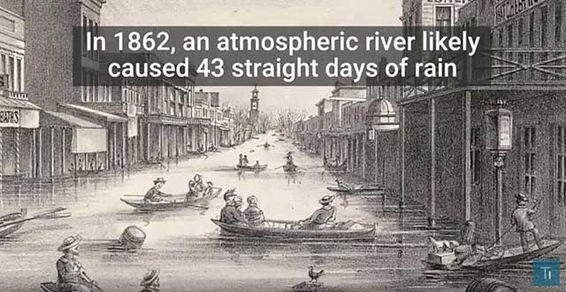‘대기 강’ 여파로 1862년 43일 동안 비가 쏟아진 새크라멘토 모습