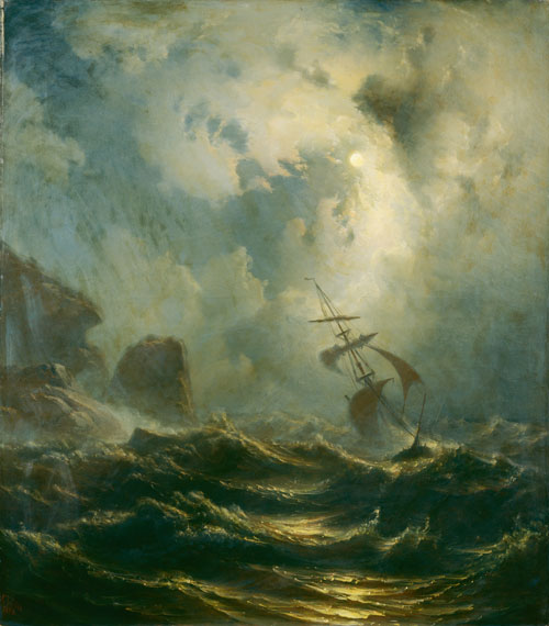 크누드 바데, ‘노르웨이 서해안의 폭풍치는 밤’(1856년 작)