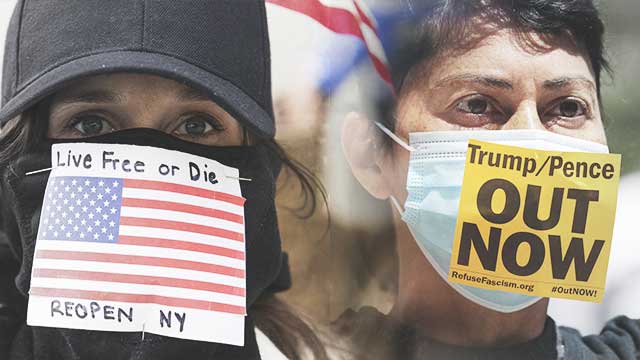 미국 코로나19 관련 시위자 마스크