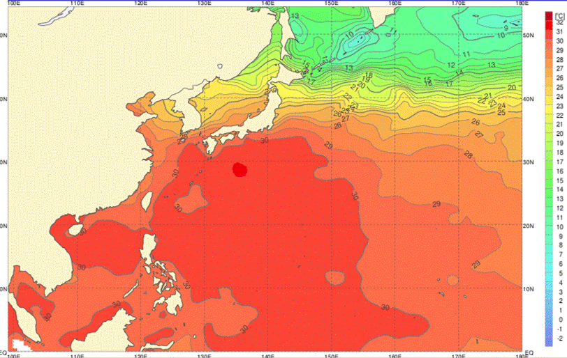 열대 서태평양의 해수면 온도. 자료 : 기상청