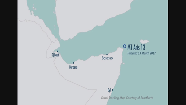 지난 3월 인도 화물선 ‘MT ARIS 13’은 ‘아프리카의 뿔’과 소코트라 섬 사이를 지나다 해적에게 피랍됐다. (자료제공 : Oceans Beyond Piracy)
