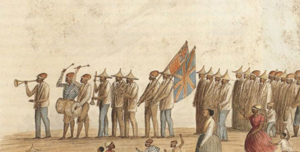 케이프타운 주민들이 노예 해방을 기념하며 행진을 벌이고 있다. (그림제공 : Museum Africa)