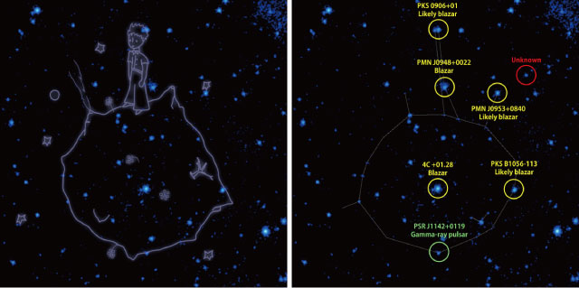 감마선 관측을 바탕으로 만든 어린 왕자 별자리 (NASA 제공)