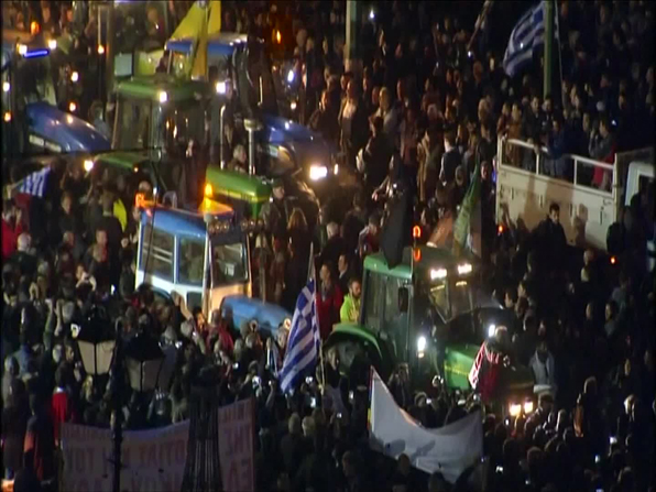 지난 2월 아테네 의회 앞 시위