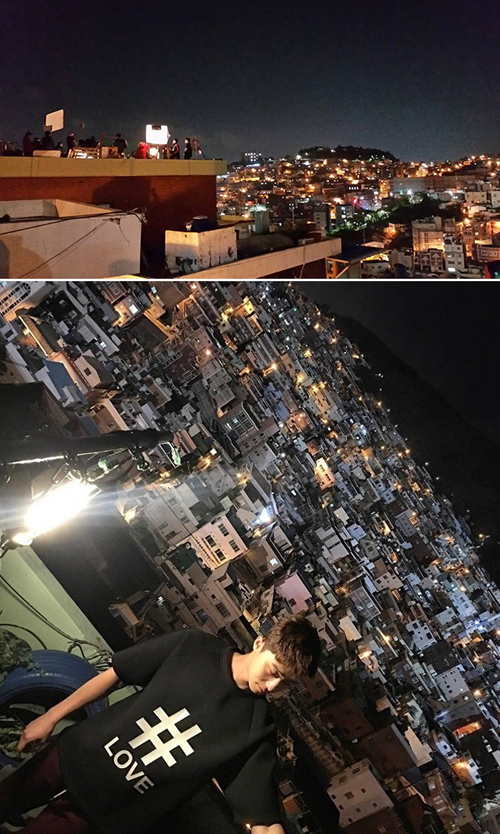 네티즌들이 SNS에 올린 ‘쌈 마이웨이’ 부산 범천동 호천마을 촬영현장(위)과 남자 주인공 역할을 맡은 박서준이 지난 2일 자신의 인스타그램에 호천마을 야경을 배경으로 한 사진(아래).