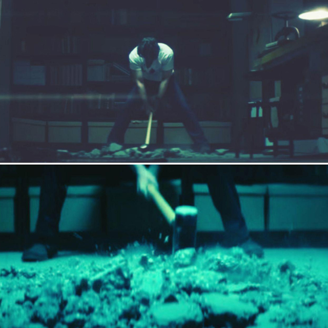  영화  ‘존 윅-리로드’에서 주인공이 과거를 묻어버리기 위해 바닥을 파는 장면. 삼성과는 무관합니다.