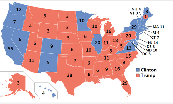 2016년 미국 대선 결과(사진=위키피디아 캡처) 