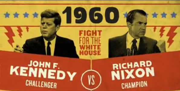 1960년 미국 대선에서 케네디는 TV 토론회의 우세를 바탕으로 부동표를 얻어 승리했다. 이미지 출처: CNN