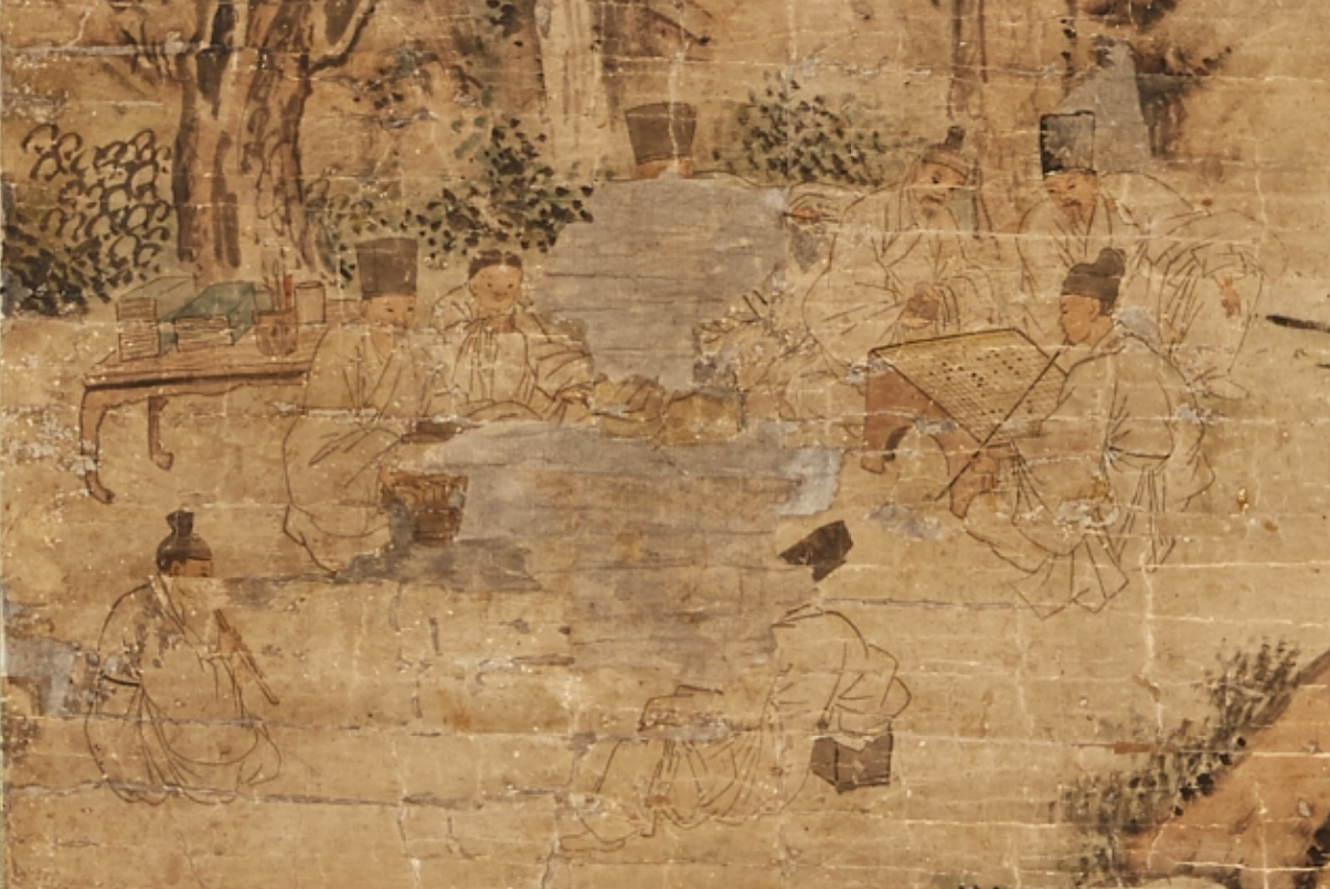 ＜균와아집도(筠窩雅集圖)＞부분，1763년，종이에 엷은 색，112.5×59.8cm，국립중앙박물관