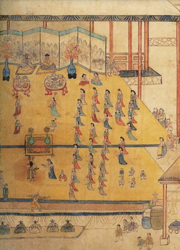 〈회혼례도 8폭 병풍〉, 19세기, 종이에 채색, 각 폭 114.5×51, 홍익대학교 박물관