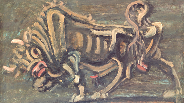 이중섭 ‘황소’ 1953, 종이에 유채, 35.5x52cm, 개인 소장