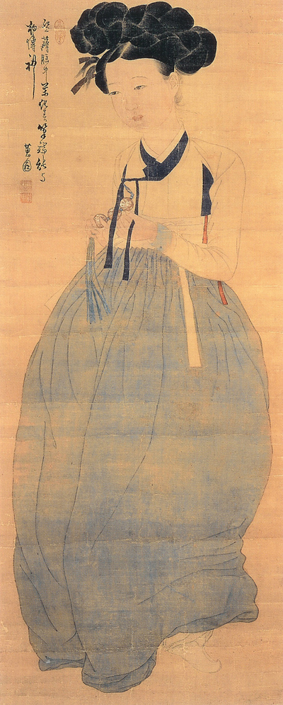 신윤복 ‘미인도’, 비단에 채색, 114.0×45.5cm, 간송미술관 소장