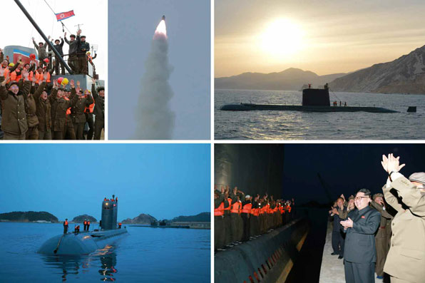 북한 ‘노동신문’은 오늘(24일) 김정은 국방위원회 제1위원장이 참관한 가운데 잠수함탄도미사일(SLBM) 수중시험발사에 성공했다고 주장했다. 미사일은 약 30km를 날아간 것으로 파악됐다.(사진 노동신문)