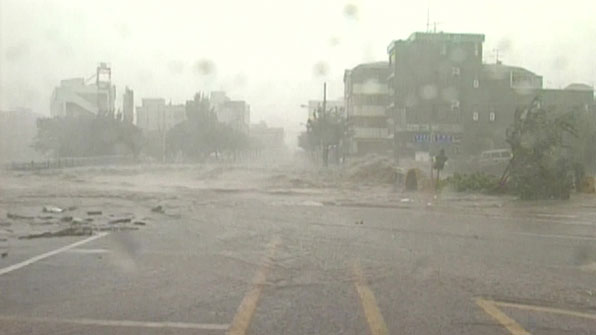 2007년 9월 16일 태풍 ‘나리’ 북상 당시 제주 지역 모습