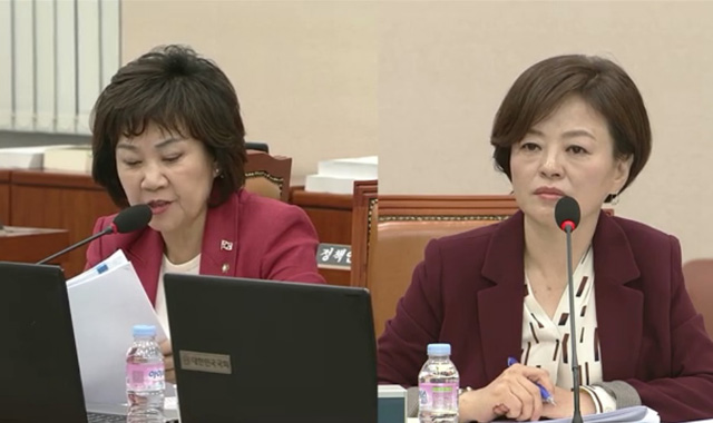 국회 여성가족위원회 김순례 위원이 진선미 장관 후보자에게 질의를 하고 있다.