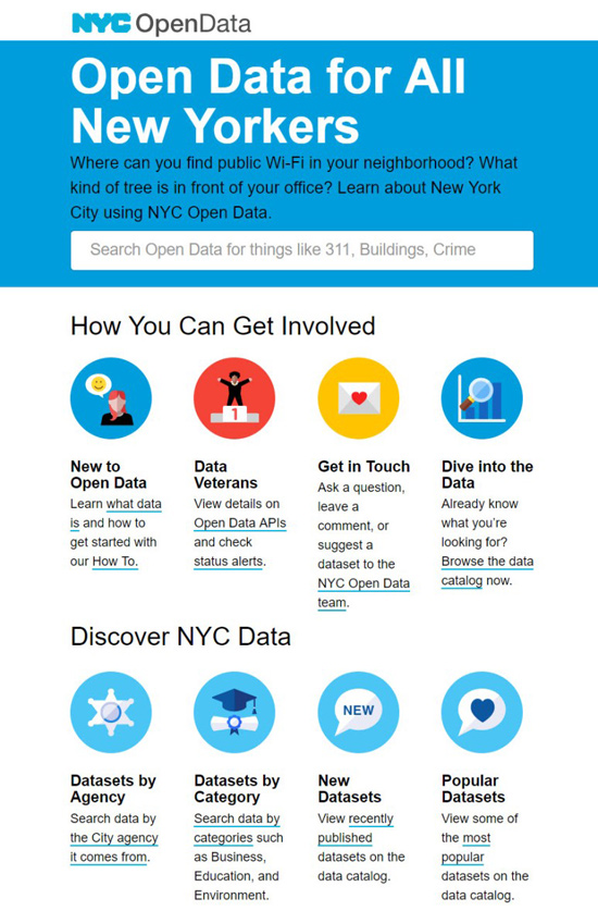 NYC Open Data 홈페이지