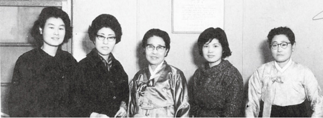 여성문제연구회 활동 당시 이희호 여사(왼쪽 두번째)