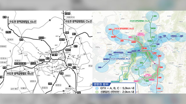 수도권 광역급행철도 노선도 & 수혜범위