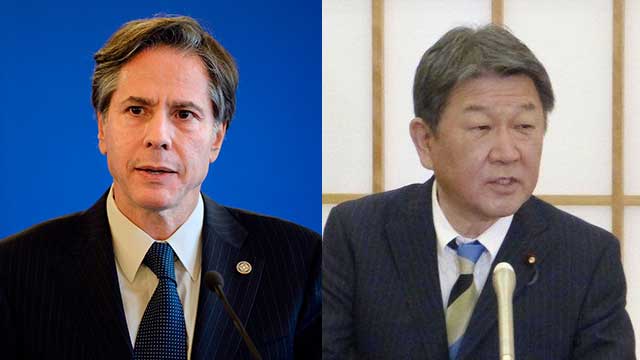 왼쪽 : 토니 블링컨 미국 국무장관, 오른쪽 : 모테기 도시미쓰 일본 외무상