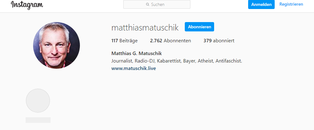 독일 라디오 방송 ‘바이에른3’의 프로그램 진행자 마티아스 마투쉬케 인스타그램.