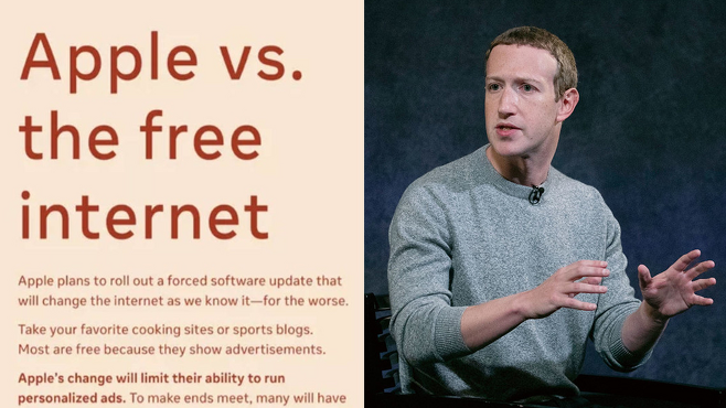 페이스북이 소기업들의 ‘광고 권리’를 생각한다며 신문에 낸 광고. 사실은 페이스북의 비즈니스 모델 자체가 위협받고 있다는 고백일 뿐이다.