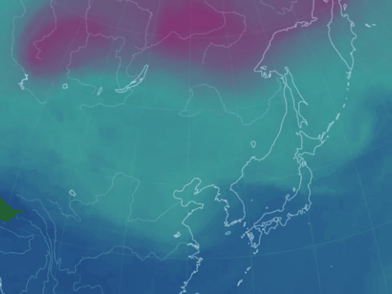 지난달 하순 5km 상공 기온 분포도(자료 : 어스윈드맵)