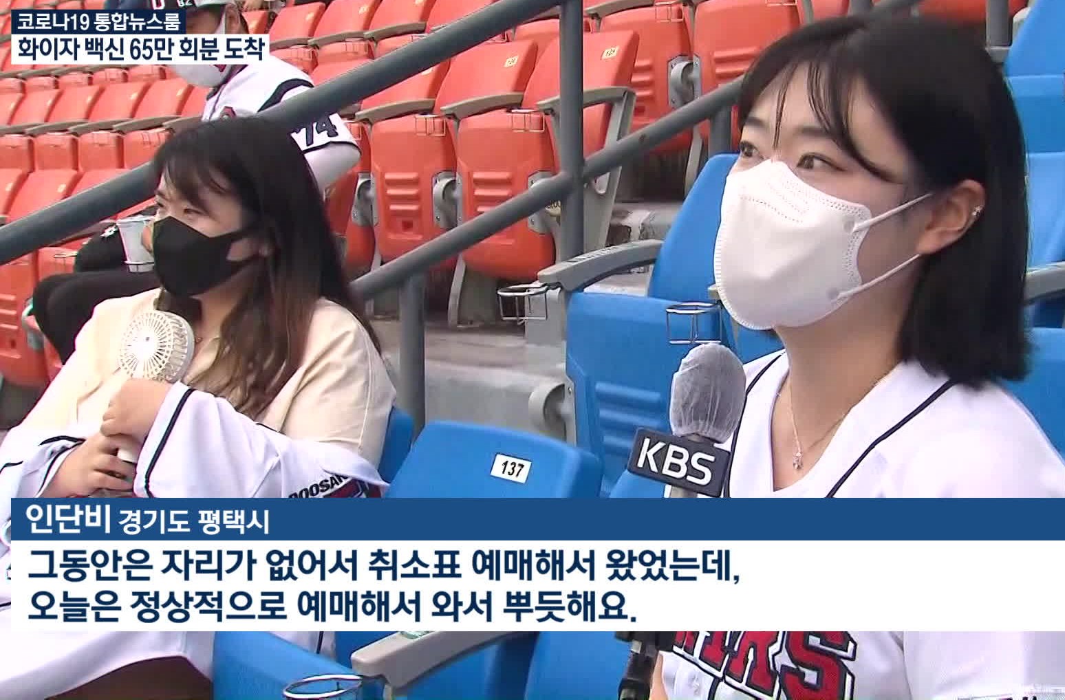 야구팬 인터뷰, KBS 뉴스 화면 캡처