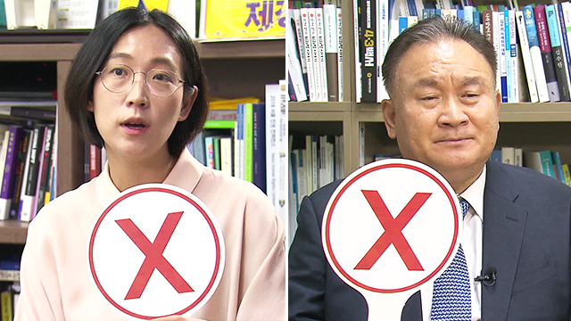 차별금지법을 발의한 정의당 장혜영 의원과 평등법을 발의한 민주당 이상민 의원이 ‘차별금지법’ Q & A에 답하고 있다.