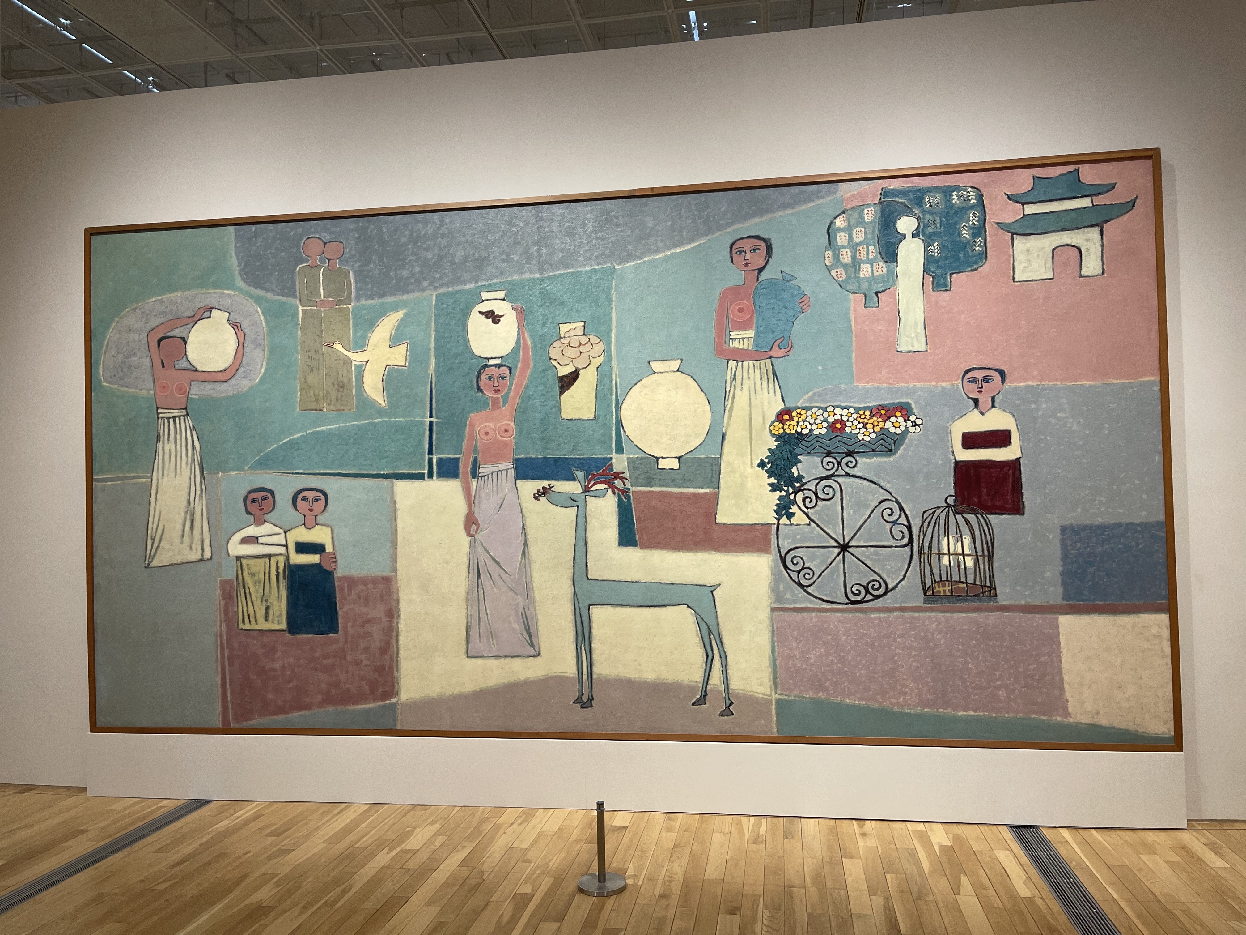 김환기(1913-1974), 여인들과 항아리, 1950년대, 캔버스에 유채, 281.5x567cm. ⓒ (재)환기재단·환기미술관 Whanki Foundation·Whanki Museum