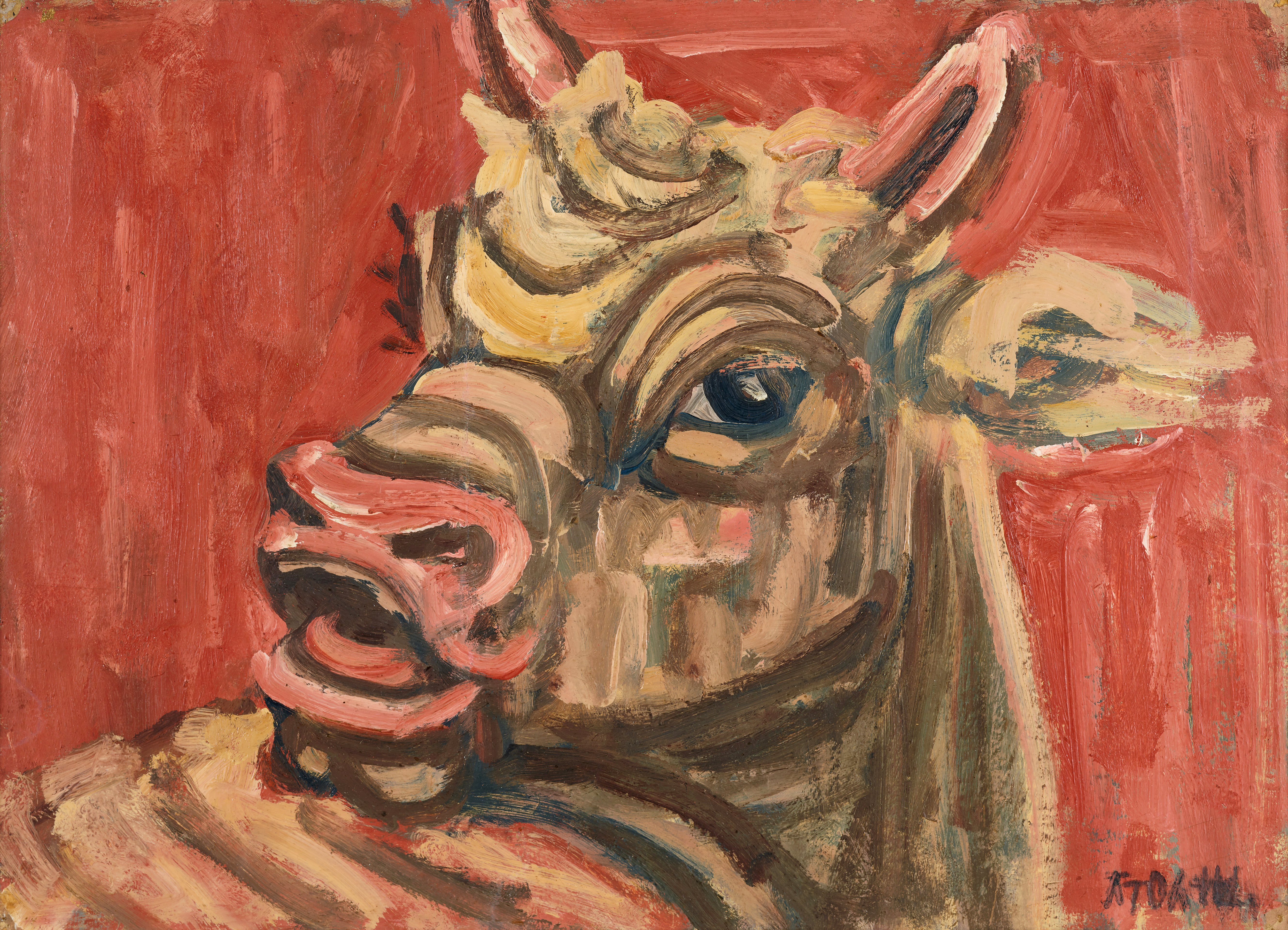 이중섭(1916-1956), 황소, 1950년대, 종이에 유채, 26.5x36.7cm.
