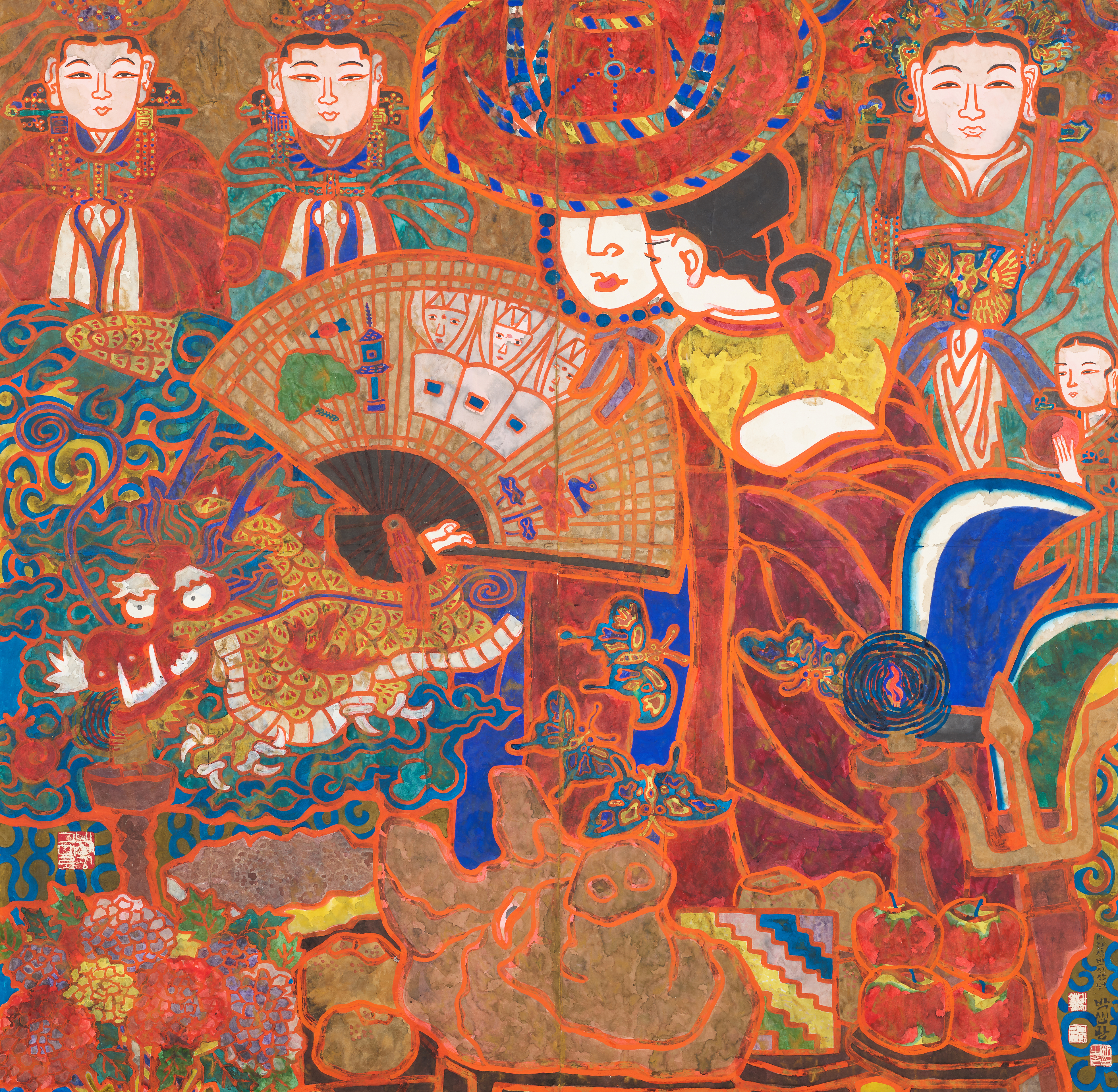 박생광(1904-1985), 무녀, 1980, 종이에 채색, 136x140cm.