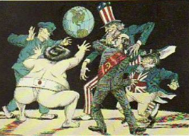 폴 케네디의<강대국의 흥망>(The Rise and Fall of the Great Powers, 하퍼콜린스 출판사)에서 강대국들의 경쟁을 풍자한 삽화.