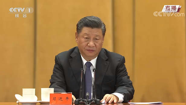 시진핑 중국 국가주석이 2020년 10월 23일 베이징 인민대회당에서 열린 중국군의 6.25 전쟁 참전 70주년 행사에서 연설하고 있다. (사진=CCTV 캡처)