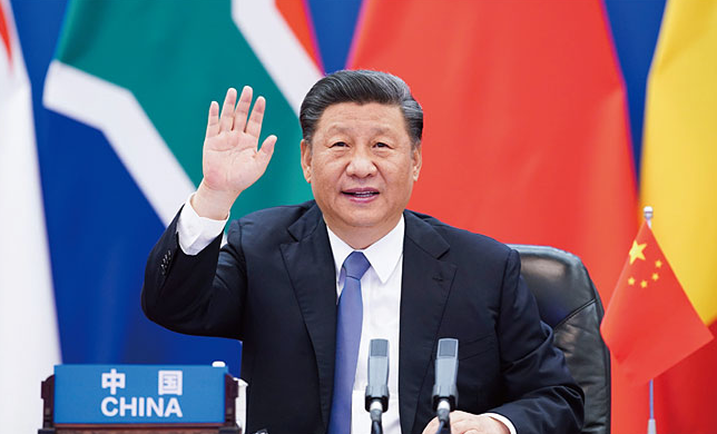 2020년 6월 중국-아프리카 정상회의에 참석한 시진핑 국가주석. 중국은 1956년 이집트와의 수교를 시작으로 아프리카 외교에 공을 들여왔다. 중국은 아프리카 최대 채권국이다.