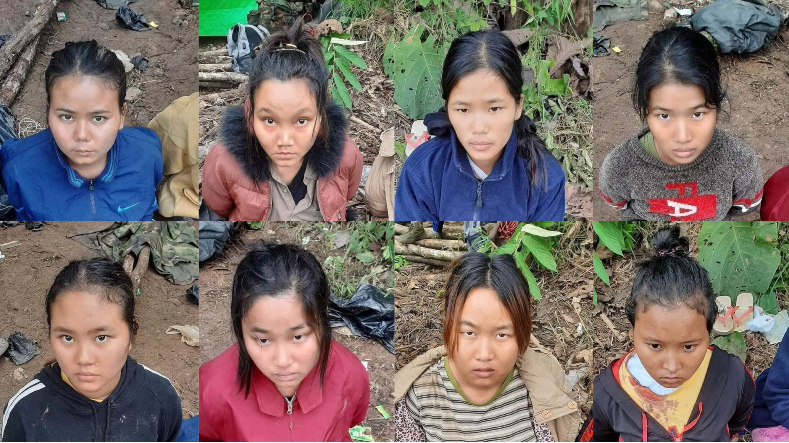  지난주 칼레이에서 체포된 여성들, 대부분 학생들이다. 주민들은 이들이 시민군의 공격을 막기위한 인간방패로 동원됐다고 전했다. 백렘친(23)과 시민군 셰르 탕 푸이아(27), 람 마위아(26)는 숨진 채 발견됐다. 이들의 사진은 한국에서 미얀마 민주화를 지원하는 시민단체가 제공했다.