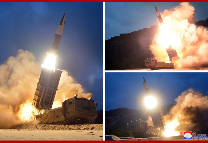 2019년 8월 10일 북한이 함경남도 함흥 일대에서 실시한 KN-24 발사 장면