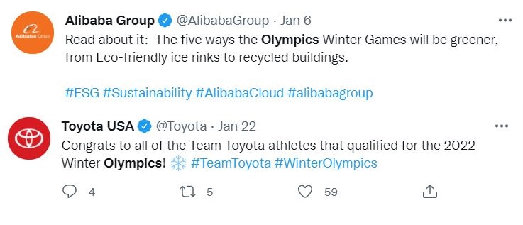 ‘베이징’이 언급되지 않은 올림픽 트윗들