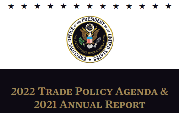 미국 무역대표부는 3월 1일 ‘2022년 통상 정책 의제 및 2021년 연차 보고서’를 홈페이지에 공개했다