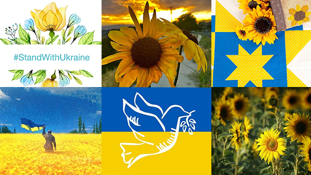 SNS에 올라온 ＃StandWithUkraine(우크라이나를 지지합니다) 해시태그가 붙은 사진들