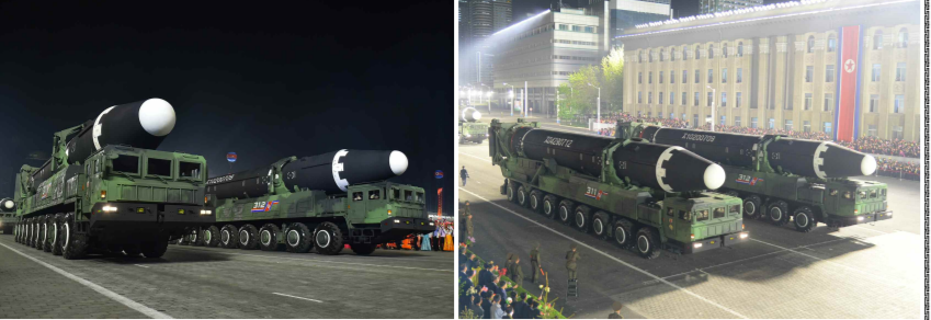 어젯밤 북한 열병식에서 소개된 미사일 (사진/노동신문)
